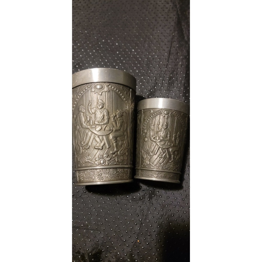Rein Zinn German Pewter 3D Cup And Tumbler Shot Glass Famous Classical Art Scene
